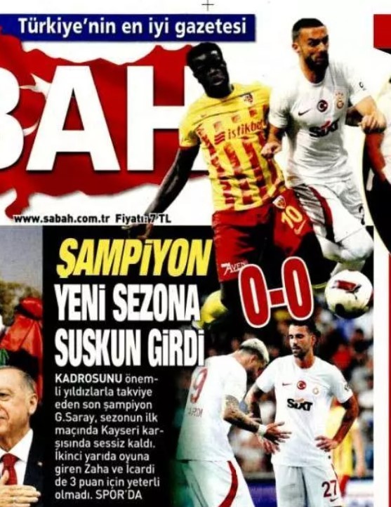 Sabah Gazetesi "Şampiyon yeni sezona sukun girdi"