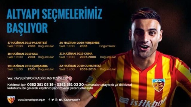 Kayserispor’da 2019-2020 Altyapı Seçmeleri Yapılacak